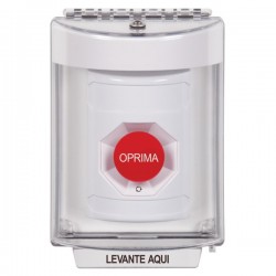 SS2341NT-ES STI White Indoor/Outdoor Flush w/ Horn Turn-to-Reset Stopper Station with No Text Label Spanish