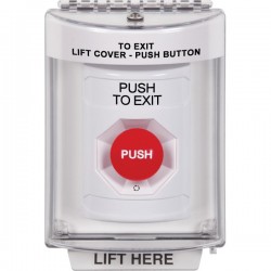 SS2341PX-EN STI White Indoor/Outdoor Flush w/ Horn Turn-to-Reset Stopper Station with PUSH TO EXIT Label English
