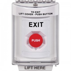 SS2341XT-EN STI White Indoor/Outdoor Flush w/ Horn Turn-to-Reset Stopper Station with EXIT Label English