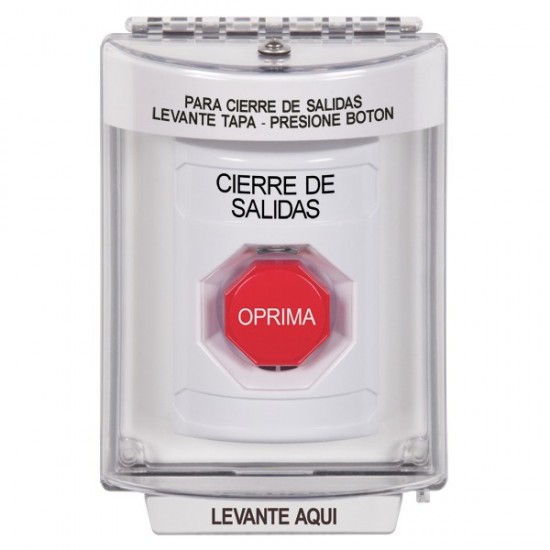 SS2342LD-ES STI White Indoor/Outdoor Flush w/ Horn Key-to-Reset (Illuminated) Stopper Station with LOCKDOWN Label Spanish
