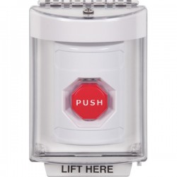 SS2342NT-EN STI White Indoor/Outdoor Flush w/ Horn Key-to-Reset (Illuminated) Stopper Station with No Text Label English