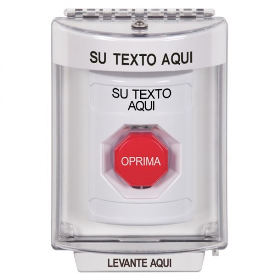 SS2342ZA-ES STI White Indoor/Outdoor Flush w/ Horn Key-to-Reset Stopper Station w/ Custom Text Spanish