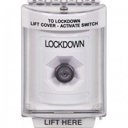SS2343LD-EN STI White Indoor/Outdoor Flush w/ Horn Key-to-Activate Stopper Station with LOCKDOWN Label English