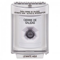 SS2343LD-ES STI White Indoor/Outdoor Flush w/ Horn Key-to-Activate Stopper Station with LOCKDOWN Label Spanish