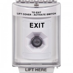 SS2343XT-EN STI White Indoor/Outdoor Flush w/ Horn Key-to-Activate Stopper Station with EXIT Label English