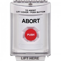 SS2344AB-EN STI White Indoor/Outdoor Flush w/ Horn Momentary Stopper Station with ABORT Label English