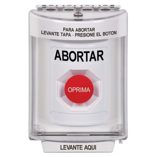 SS2344AB-ES STI White Indoor/Outdoor Flush w/ Horn Momentary Stopper Station with ABORT Label Spanish