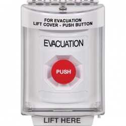 SS2344EV-EN STI White Indoor/Outdoor Flush w/ Horn Momentary Stopper Station with EVACUATION Label English