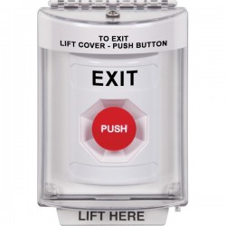 SS2344XT-EN STI White Indoor/Outdoor Flush w/ Horn Momentary Stopper Station with EXIT Label English