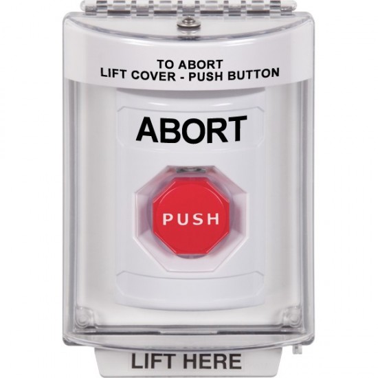 SS2345AB-EN STI White Indoor/Outdoor Flush w/ Horn Momentary (Illuminated) Stopper Station with ABORT Label English