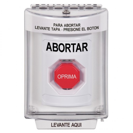 SS2345AB-ES STI White Indoor/Outdoor Flush w/ Horn Momentary (Illuminated) Stopper Station with ABORT Label Spanish
