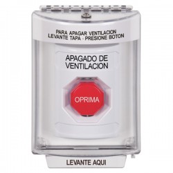 SS2345HV-ES STI White Indoor/Outdoor Flush w/ Horn Momentary (Illuminated) Stopper Station with HVAC SHUT DOWN Label Spanish