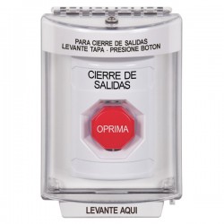 SS2345LD-ES STI White Indoor/Outdoor Flush w/ Horn Momentary (Illuminated) Stopper Station with LOCKDOWN Label Spanish