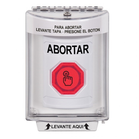 SS2346AB-ES STI White Indoor/Outdoor Flush w/ Horn Momentary (Illuminated) Stopper Station w/ ABORT Spanish