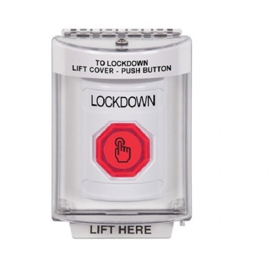 SS2346LD-EN STI White Indoor/Outdoor Flush w/ Horn Momentary (Illuminated) Stopper Station w/ LOCKDOWN Label