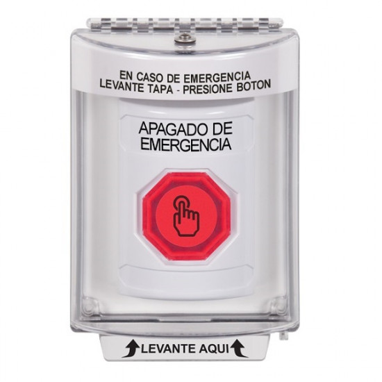 SS2346PO-ES STI White Indoor/Outdoor Flush w/ Horn Momentary (Illuminated) Stopper Station w/ EMERGENCY POWER OFF Spanish