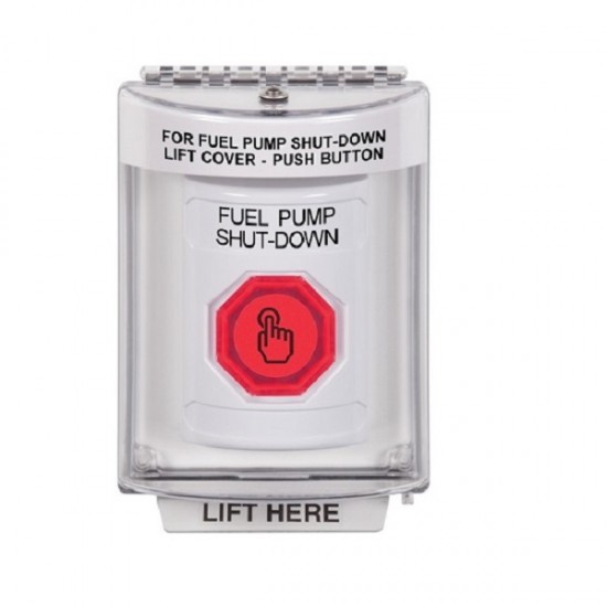 SS2346PS-EN STI White Indoor/Outdoor Flush w/ Horn Momentary (Illuminated) Stopper Station w/ FUEL PUMP SHUT DOWN Label