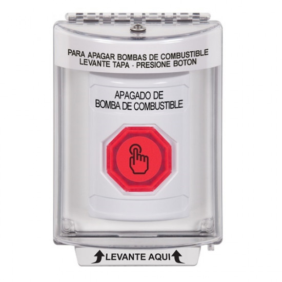 SS2346PS-ES STI White Indoor/Outdoor Flush w/ Horn Momentary (Illuminated) Stopper Station w/ FUEL PUMP SHUT DOWN Spanish