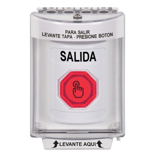 SS2346XT-ES STI White Indoor/Outdoor Flush w/ Horn Momentary (Illuminated) Stopper Station w/ EXIT Spanish