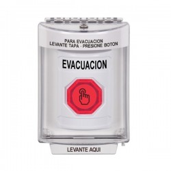 SS2347EV-ES STI White Indoor/Outdoor Flush w/ Horn Weather Resistant Momentary Stopper Station w/ EVACUATION Spanish