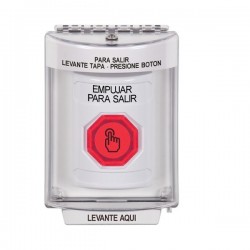 SS2347PX-ES STI White Indoor/Outdoor Flush w/ Horn Weather Resistant Momentary Stopper Station w/ PUSH TO EXIT Spanish