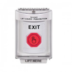 SS2347XT-EN STI White Indoor/Outdoor Flush w/ Horn Weather Resistant Momentary Stopper Station w/ EXIT Label