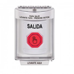 SS2347XT-ES STI White Indoor/Outdoor Flush w/ Horn Weather Resistant Momentary Stopper Station w/ EXIT Spanish