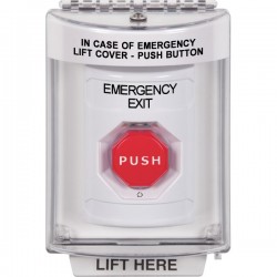 SS2349EX-EN STI White Indoor/Outdoor Flush w/ Horn Turn-to-Reset Stopper Station w/ EMERGENCY EXIT Label