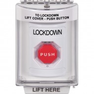 SS2349LD-EN STI White Indoor/Outdoor Flush w/ Horn Turn-to-Reset (Illuminated) Stopper Station with LOCKDOWN Label English