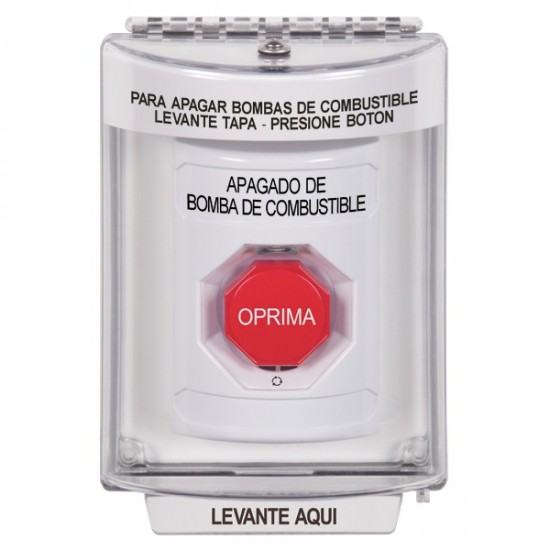 SS2349PS-ES STI White Indoor/Outdoor Flush w/ Horn Turn-to-Reset Stopper Station w/ FUEL PUMP SHUT DOWN Spanish