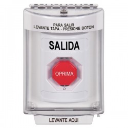 SS2349XT-ES STI White Indoor/Outdoor Flush w/ Horn Turn-to-Reset (Illuminated) Stopper Station with EXIT Label Spanish