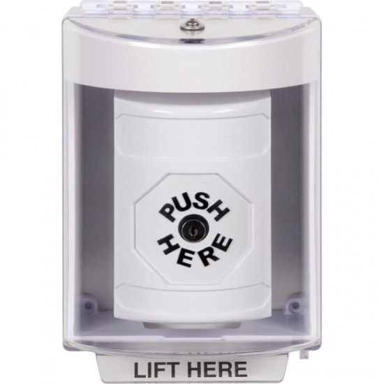 SS2370NT-EN STI White Indoor/Outdoor Surface Key-to-Reset Stopper Station with No Text Label English