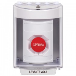 SS2371NT-ES STI White Indoor/Outdoor Surface Turn-to-Reset Stopper Station with No Text Label Spanish