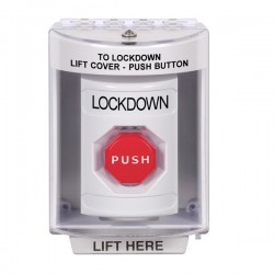 SS2372LD-EN STI White Indoor/Outdoor Surface Key-to-Reset (Illuminated) Stopper Station with LOCKDOWN Label English