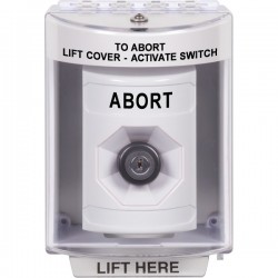 SS2373AB-EN STI White Indoor/Outdoor Surface Key-to-Activate Stopper Station with ABORT Label English