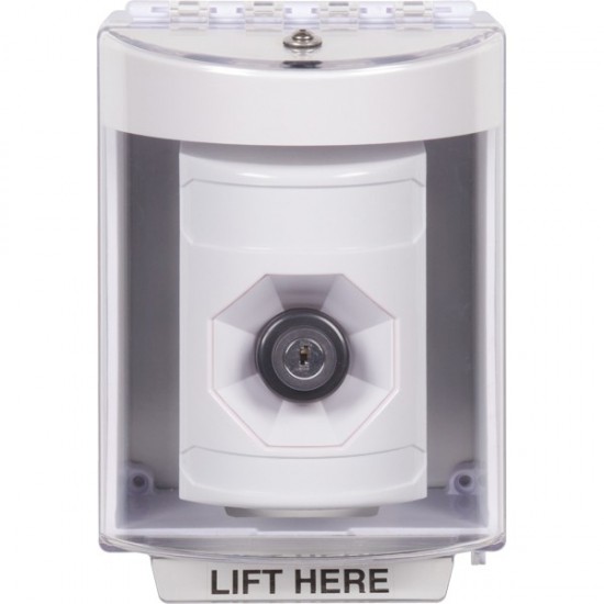SS2373NT-EN STI White Indoor/Outdoor Surface Key-to-Activate Stopper Station with No Text Label English