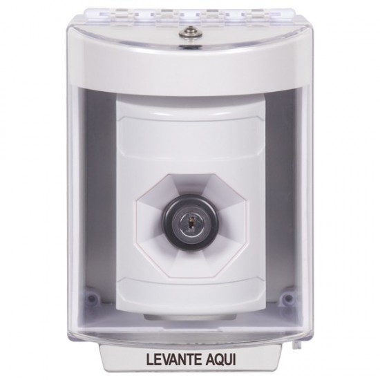 SS2373NT-ES STI White Indoor/Outdoor Surface Key-to-Activate Stopper Station with No Text Label Spanish