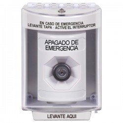 SS2373PO-ES STI White Indoor/Outdoor Surface Key-to-Activate Stopper Station with EMERGENCY POWER OFF Label Spanish