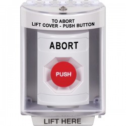 SS2374AB-EN STI White Indoor/Outdoor Surface Momentary Stopper Station with ABORT Label English