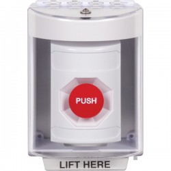 SS2374NT-EN STI White Indoor/Outdoor Surface Momentary Stopper Station with No Text Label English