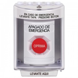 SS2374PO-ES STI White Indoor/Outdoor Surface Momentary Stopper Station with EMERGENCY POWER OFF Label Spanish