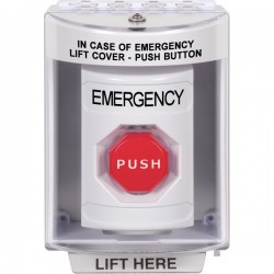 SS2375EM-EN STI White Indoor/Outdoor Surface Momentary (Illuminated) Stopper Station with EMERGENCY Label English SS2375EM-EN STI White Indoor/Outdoor Surface Momentary (Illuminated) Stopper Station with EMERGENCY Label English