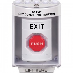 SS2375XT-EN STI White Indoor/Outdoor Surface Momentary (Illuminated) Stopper Station with EXIT Label English