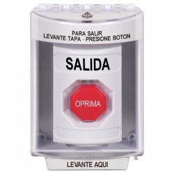 SS2375XT-ES STI White Indoor/Outdoor Surface Momentary (Illuminated) Stopper Station with EXIT Label Spanish