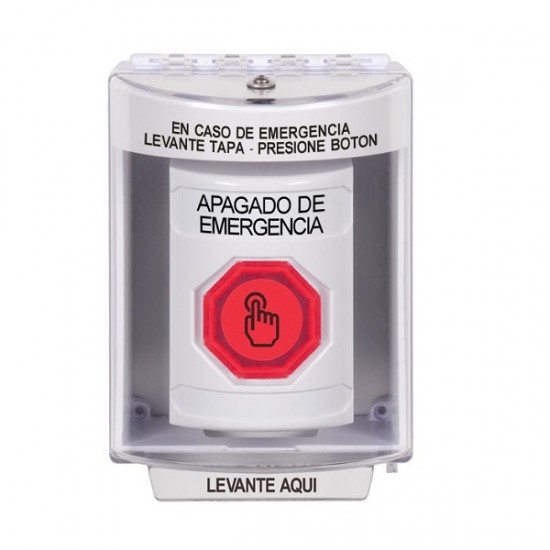SS2377PO-ES STI White Indoor/Outdoor Surface Weather Resistant Momentary Stopper Station w/ EMERGENCY POWER OFF Spanish