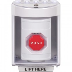 SS2378NT-EN STI White Indoor/Outdoor Surface Pneumatic (Illuminated) Stopper Station with No Text Label English