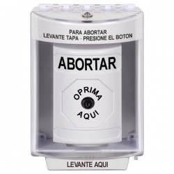 SS2380AB-ES STI White Indoor/Outdoor Surface w/ Horn Key-to-Reset Stopper Station with ABORT Label Spanish