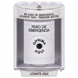 SS2380ES-ES STI White Indoor/Outdoor Surface w/ Horn Key-to-Reset Stopper Station with EMERGENCY STOP Label Spanish