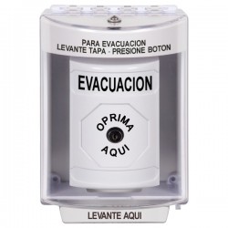 SS2380EV-ES STI White Indoor/Outdoor Surface w/ Horn Key-to-Reset Stopper Station with EVACUATION Label Spanish