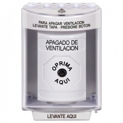 SS2380HV-ES STI White Indoor/Outdoor Surface w/ Horn Key-to-Reset Stopper Station with HVAC SHUT DOWN Label Spanish